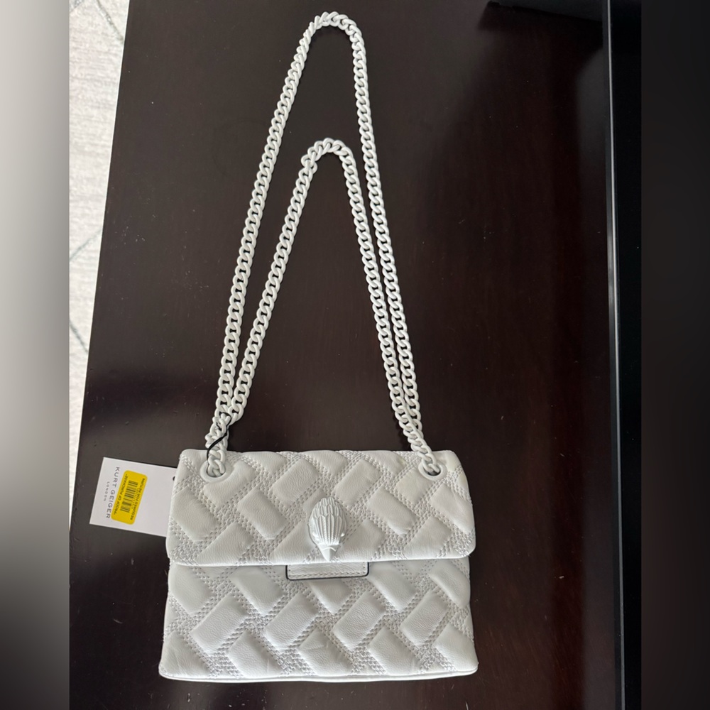 Kurt Geiger White Quilted Mini Kensington Shoulder Bag